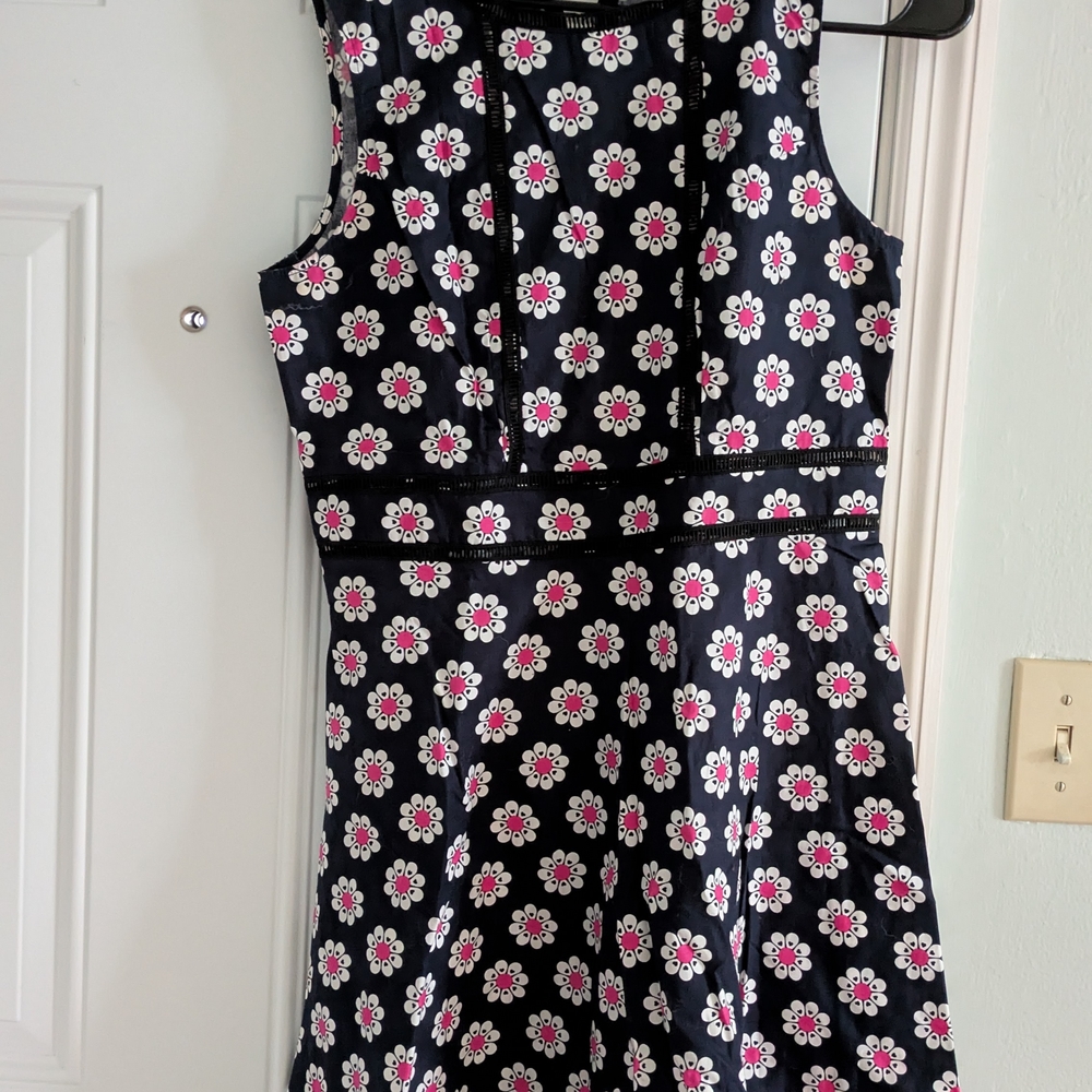 Floral Sleeveless Dress; Navy blue; Modcloth Size L